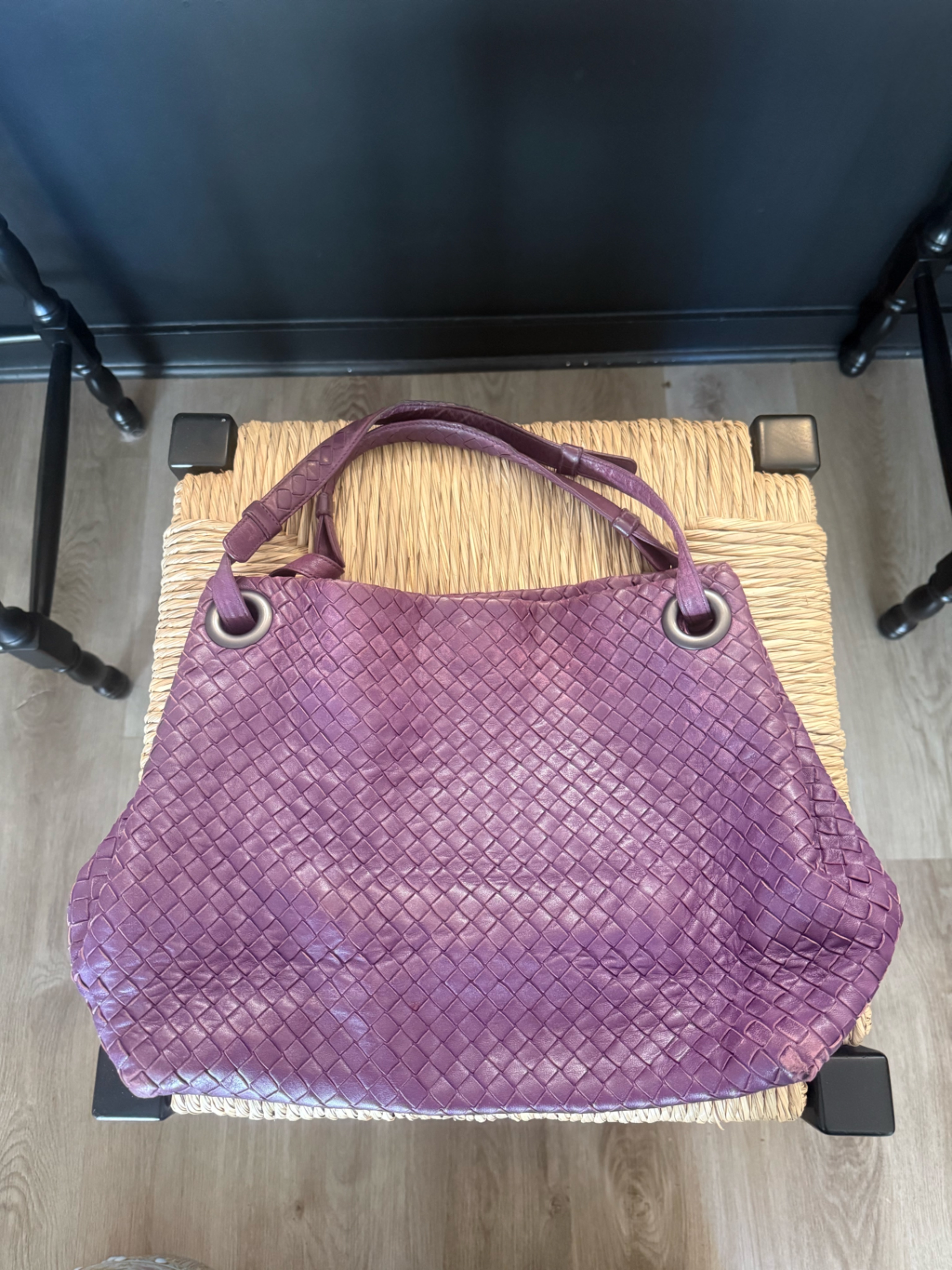 Bottega Veneta Purple Woven Leather Shoulder Bag